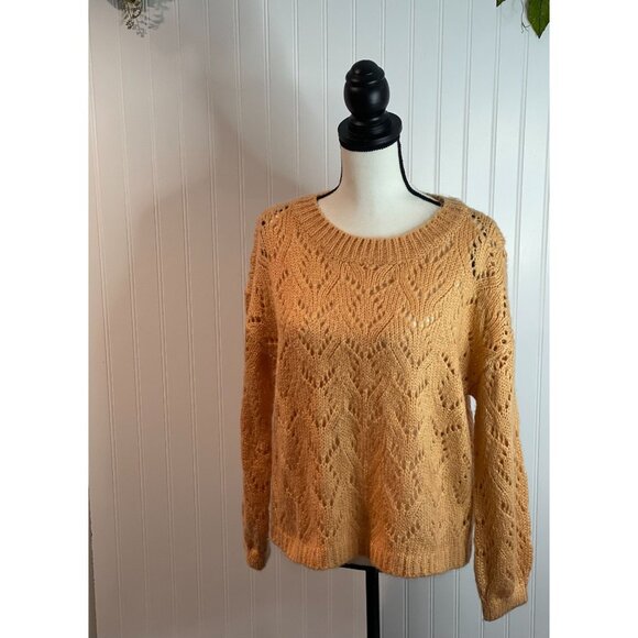 Becool Womens Small Knit Sweater Acrylic Peach Chic Crochet Design - Picture 1 of 14